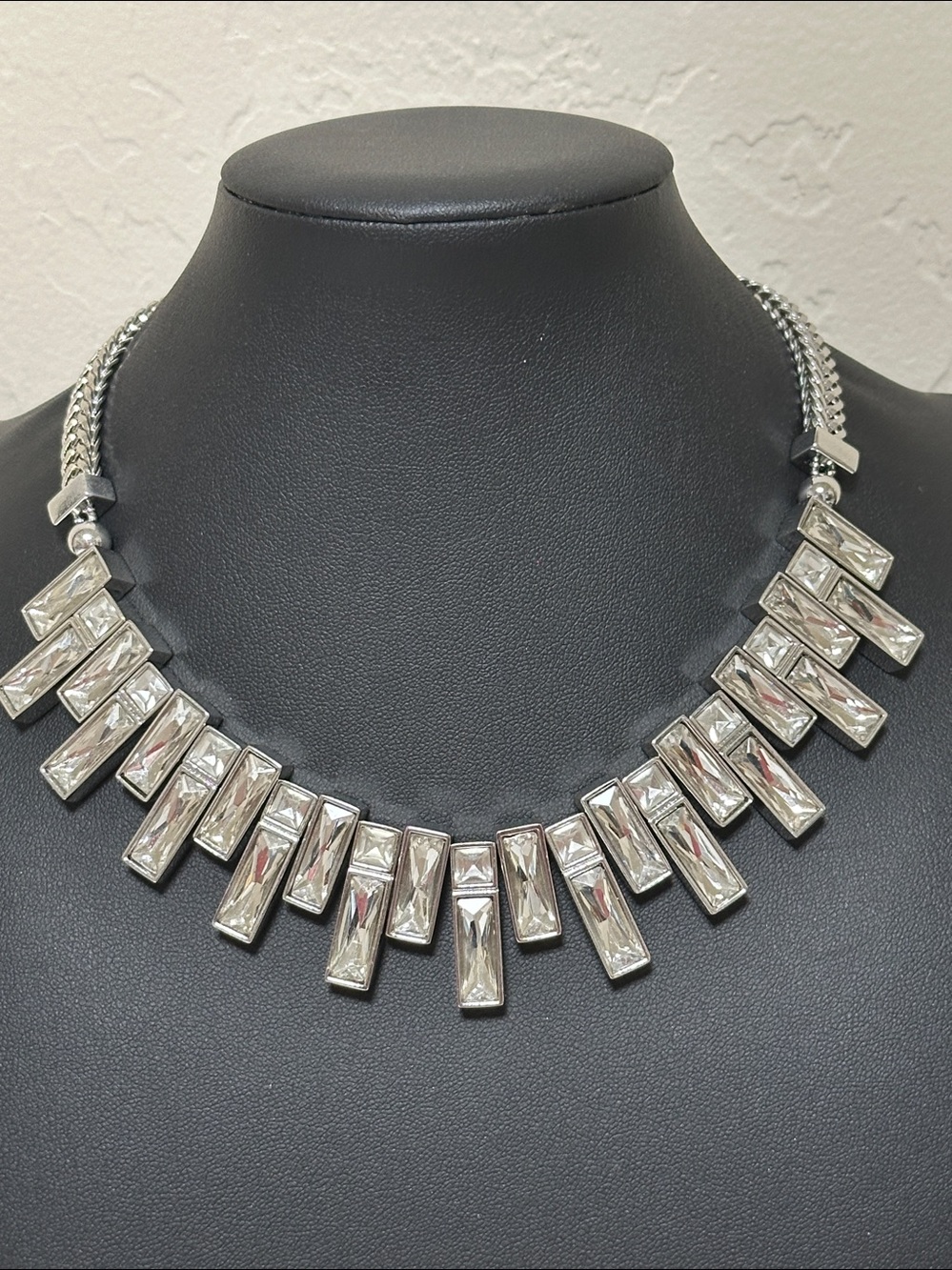 WHBM White House Black Market Baguette Crystal Statement Necklace